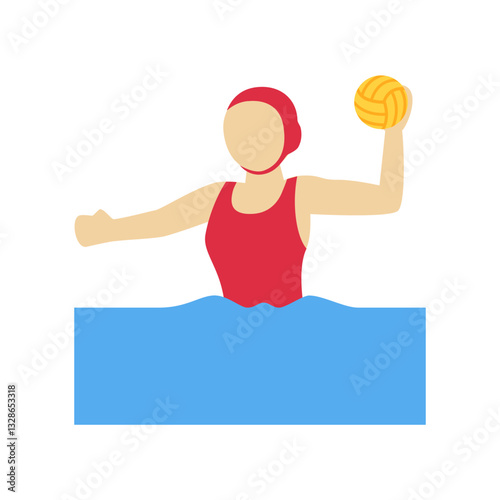 Water Polo Player Throwing Ball
