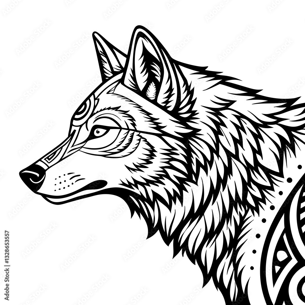 Obraz premium Mystical Wolf with Cosmic Design