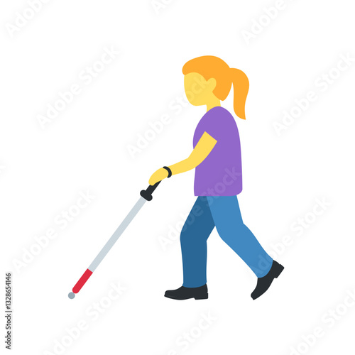 Blind Person Walking with Cane

