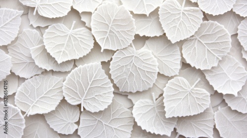 Delicate white leaves arranged closely, creating a textured pattern.