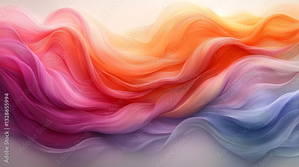 Fototapeta premium Flowing color waves abstract digital art vibrant visuals soft background artistic perspective