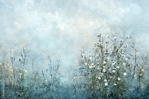 Daisies flourish in field, painting background, use for website or blog header