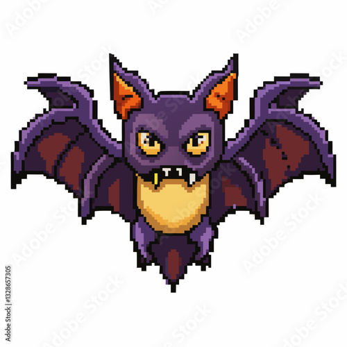 Retro Pixel Art Bat Character   8 bit Flying Creature Illustration for Video Games