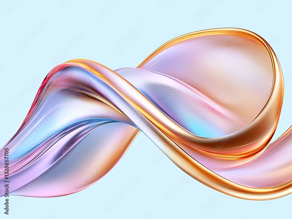 Naklejka premium Mesmerizing iridescent liquid ripples abstract art soft fluid waves vibrant colors digital design