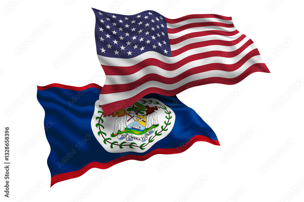 Obraz premium United States and Belize Friendship Flags Diplomatic Relations of Two countries, Sports competition