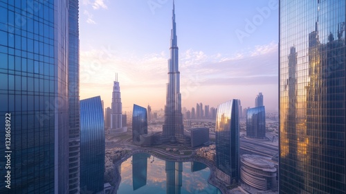 Sunrise over Dubai skyline