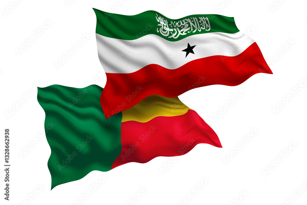 Naklejka premium Somaliland and Benin Friendship Flags Diplomatic Relations of Two countries, Sports competition