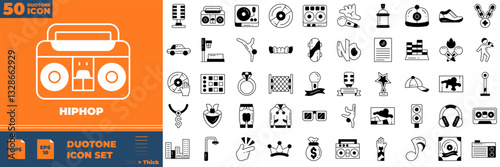 Hip Hop Duotone Editable Icons set