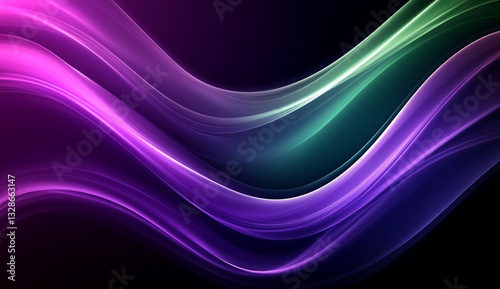 Abstract Purple Green Wave Background Design