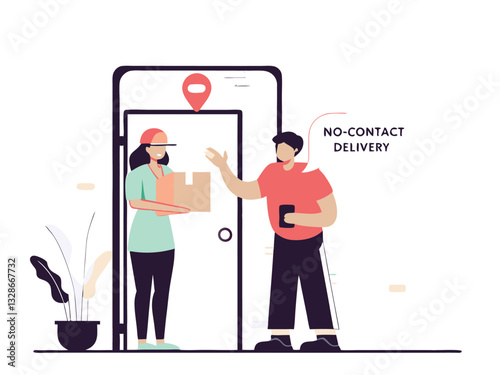 No-contact delivery illustration showing a package drop off.