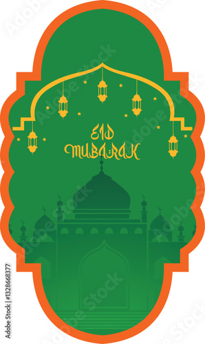 eid mubarak greeting card vector illustration. isolated with white backgound