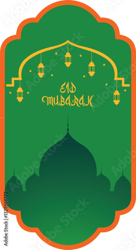 eid mubarak greeting card vector illustration. isolated with white backgound
