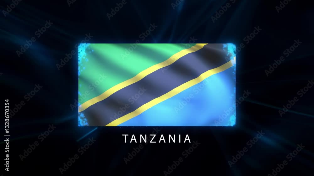 Tanzania flag intro. Tanzania flag background tech effect.