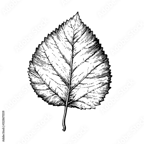 Detailed engraved leaf illustration ideal for tattoo designs and artistic packaging concepts