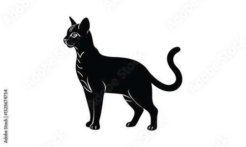 black cat silhouette white background