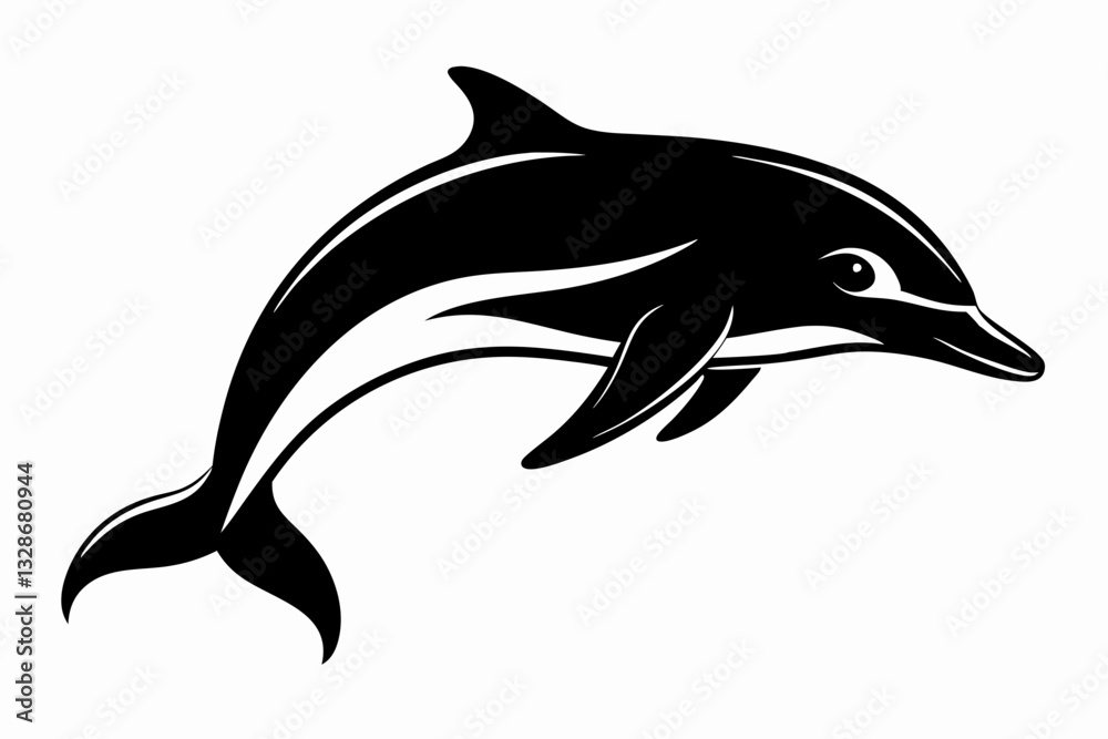 Fototapeta premium dolphin line art silhouette vector illustration
