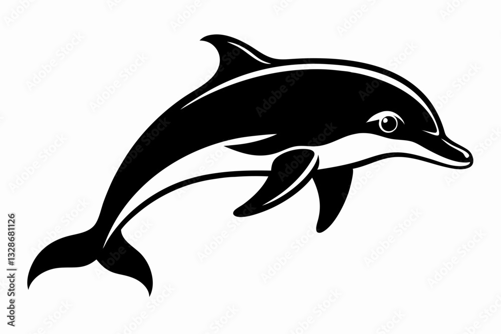 Fototapeta premium dolphin line art silhouette vector illustration