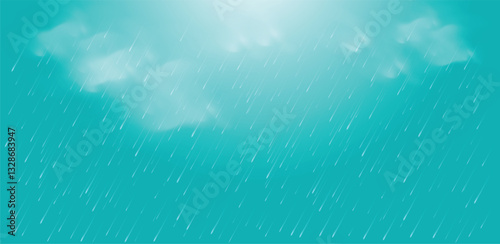 Rain drops on blue background, Monsoon sale composition with realistic design. sky blue vector background.
