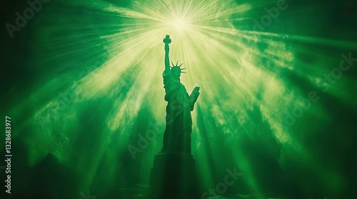 Illuminating the in mystical green light city artistic photography nighttime dramatic concept