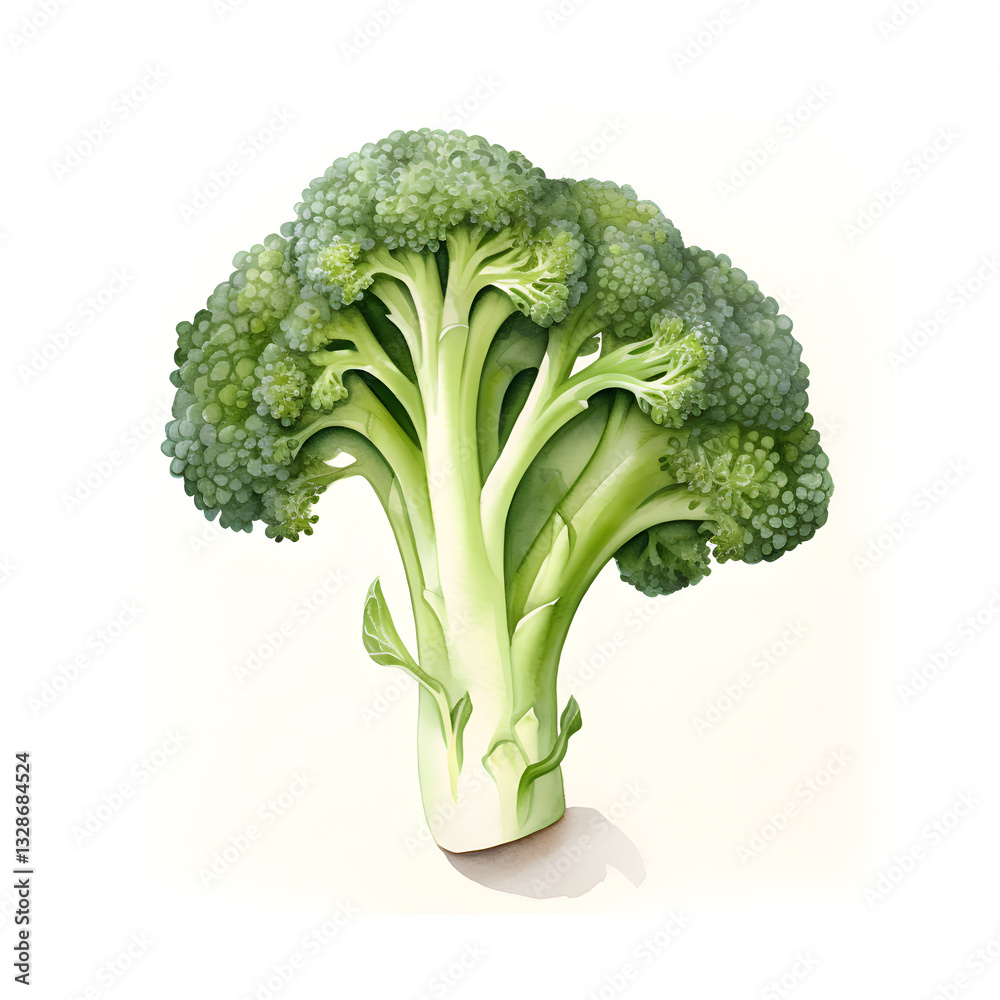 Digital technology broccoli watercolor design illustration Digital technology broccoli watercolor design illustration