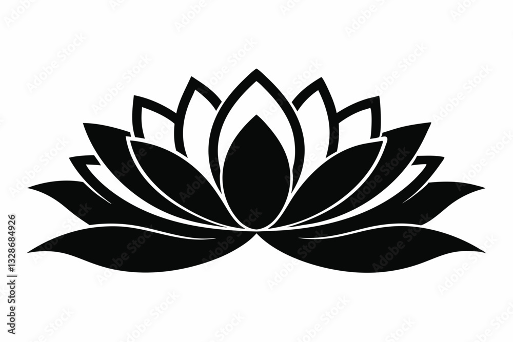 lotus flower line art silhouette vector illustration lotus flower line art silhouette vector illustration