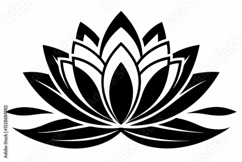 lotus flower line art silhouette vector illustration