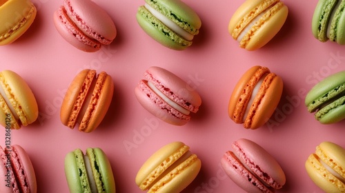 Wallpaper Mural Assorted macarons in pastel and chocolate tones, artfully arranged for a delicious and aesthetic background Torontodigital.ca