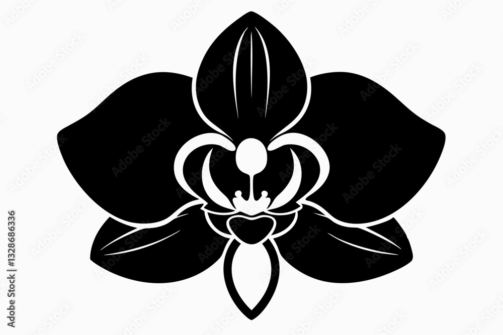 orchid flower line art silhouette vector illustration orchid flower line art silhouette vector illustration