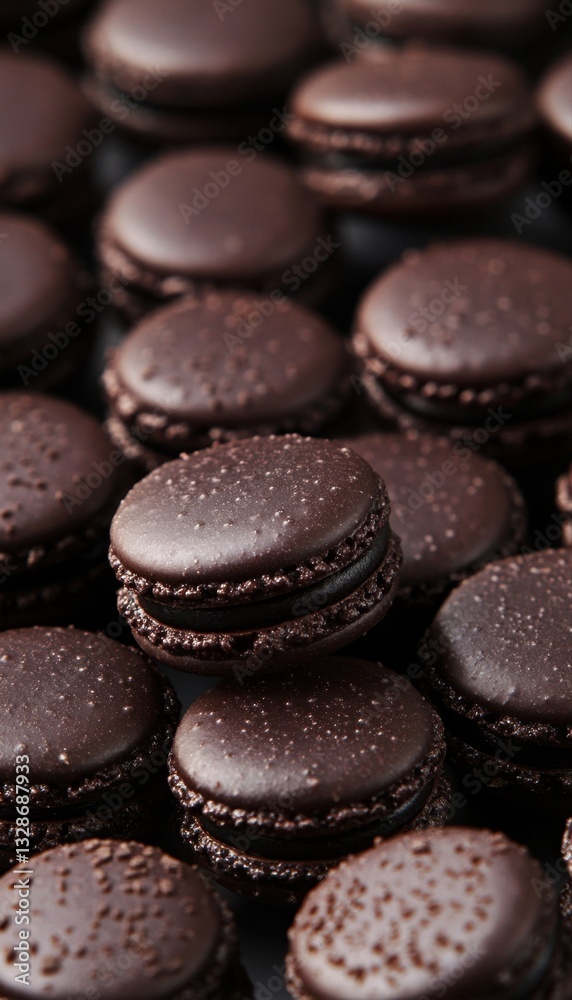 Assorted macarons in pastel and chocolate tones, artfully arranged for a delicious and aesthetic background Assorted macarons in pastel and chocolate tones, artfully arranged for a delicious and aesthetic background