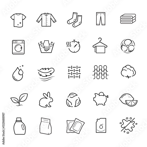 Set of icons for washing. Vector illustration on white background. Can be use for your design, packaging, presentation. EPS10.