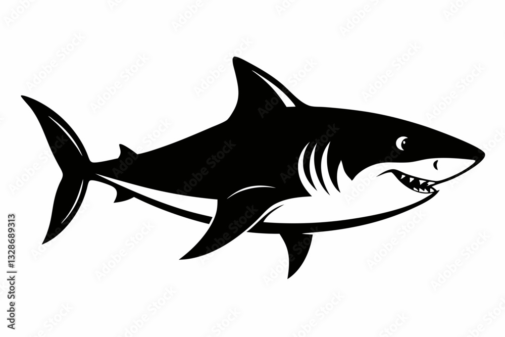 Fototapeta premium shark line art silhouette vector illustration