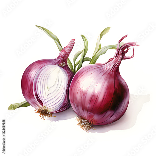 Digital technology onion watercolor design illustration