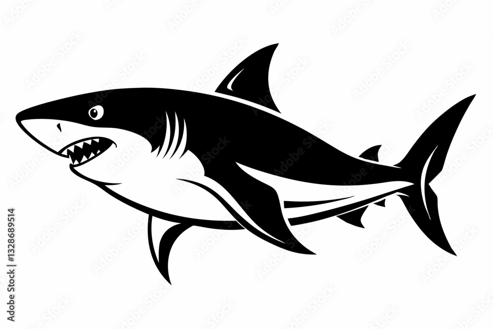 shark line art silhouette vector illustration shark line art silhouette vector illustration