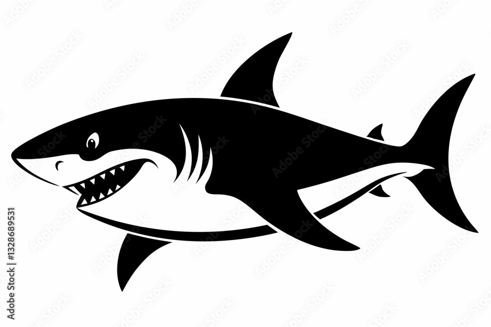 Fototapeta premium shark line art silhouette vector illustration