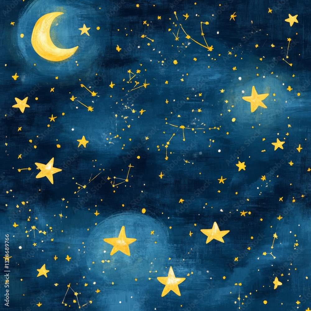Fototapeta premium Night sky with moon and stars