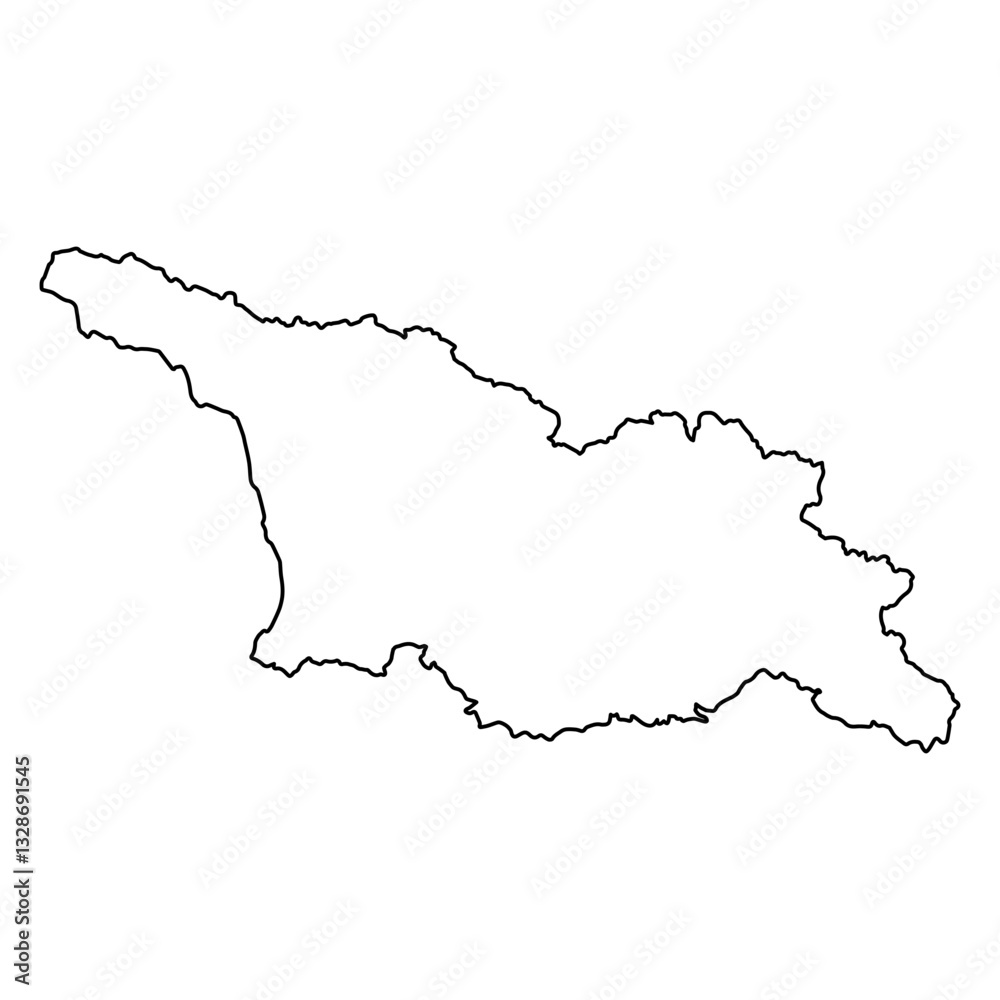 Fototapeta premium Scenic Mountain outline Map of Georgia in Black and White