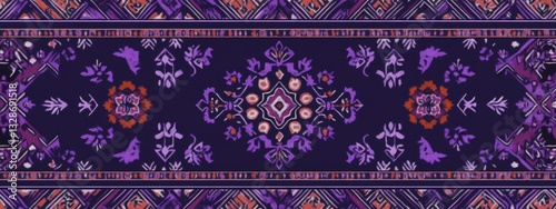 Elegant Floral Pattern Design with Bold Colors and Intricate Details
