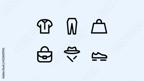 Fashion Vector Icon Set for Clothing, Accessories, and Footwear - Stylish Designs for E-commerce, Retail, and Online Stores
