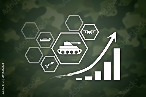 Billede på lærred Augmentation des dépenses militaires Graphique symbolique En-tête