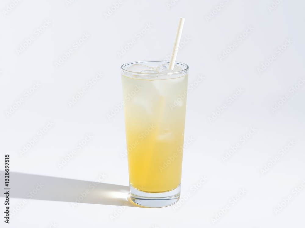 Refreshing Iced Yellow Drink with Straw Refreshing Iced Yellow Drink with Straw