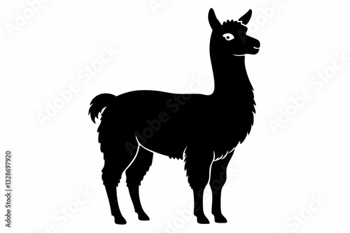 alpaca line art silhouette vector illustration