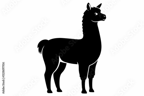 alpaca line art silhouette vector illustration