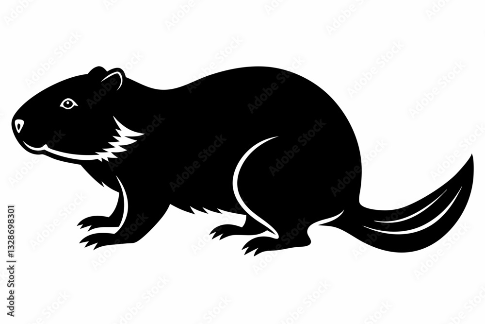 Obraz premium beaver line art silhouette vector illustration