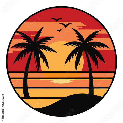 Sunset sumar Clip Art Stock Illustrations design