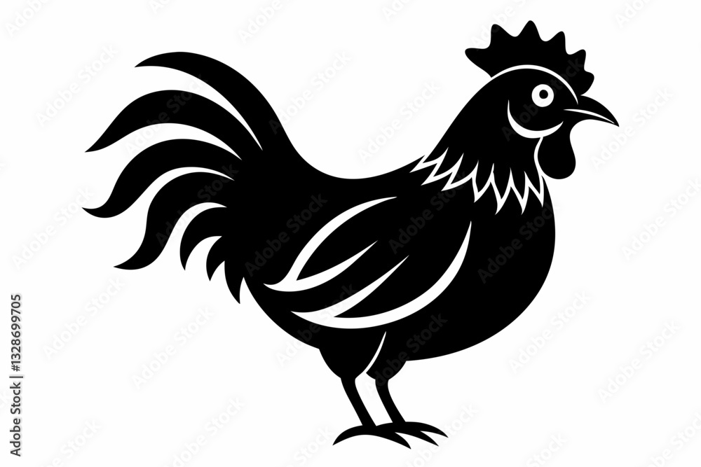 chicken line art silhouette vector illustration chicken line art silhouette vector illustration