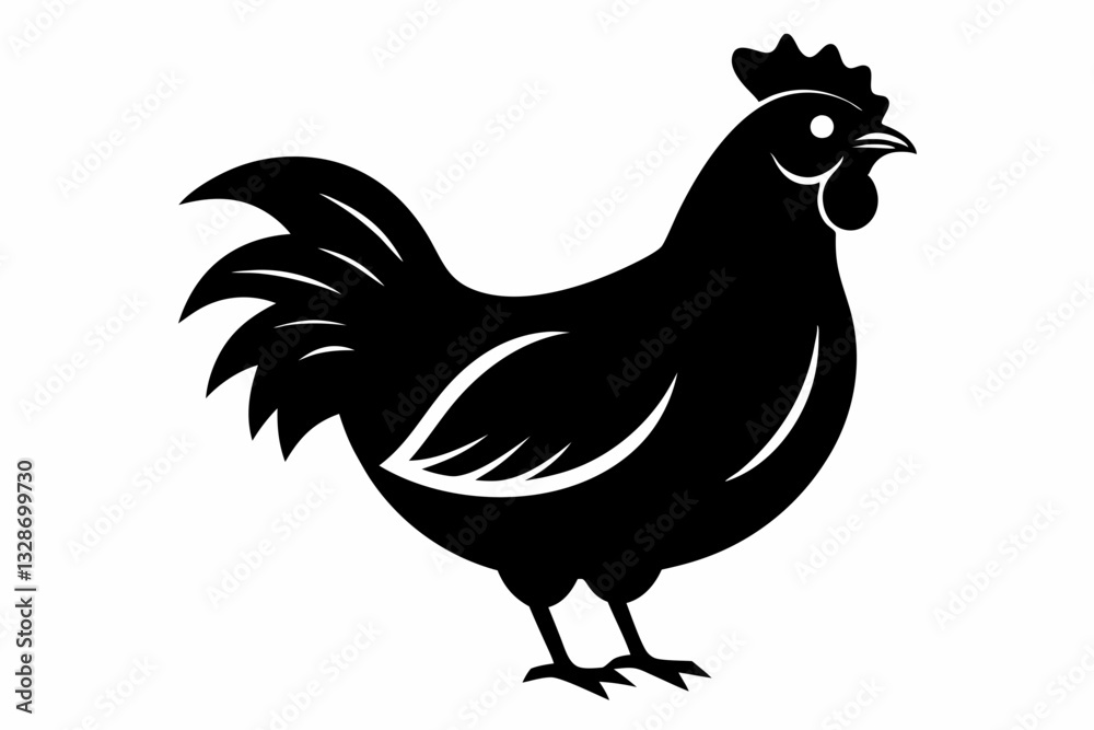 chicken line art silhouette vector illustration chicken line art silhouette vector illustration