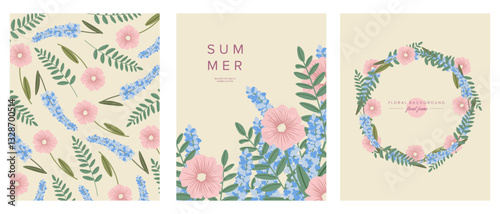 Hello summer, spring, nature poster, postcard, banner