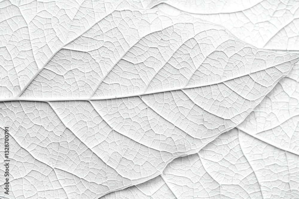 Obraz premium Close-up White Leaf Texture with Veins Creating a Minimalist Pattern