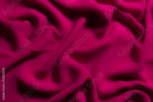 Vibrant Magenta Fabric with Soft Folds – Elegant Abstract Textile Background