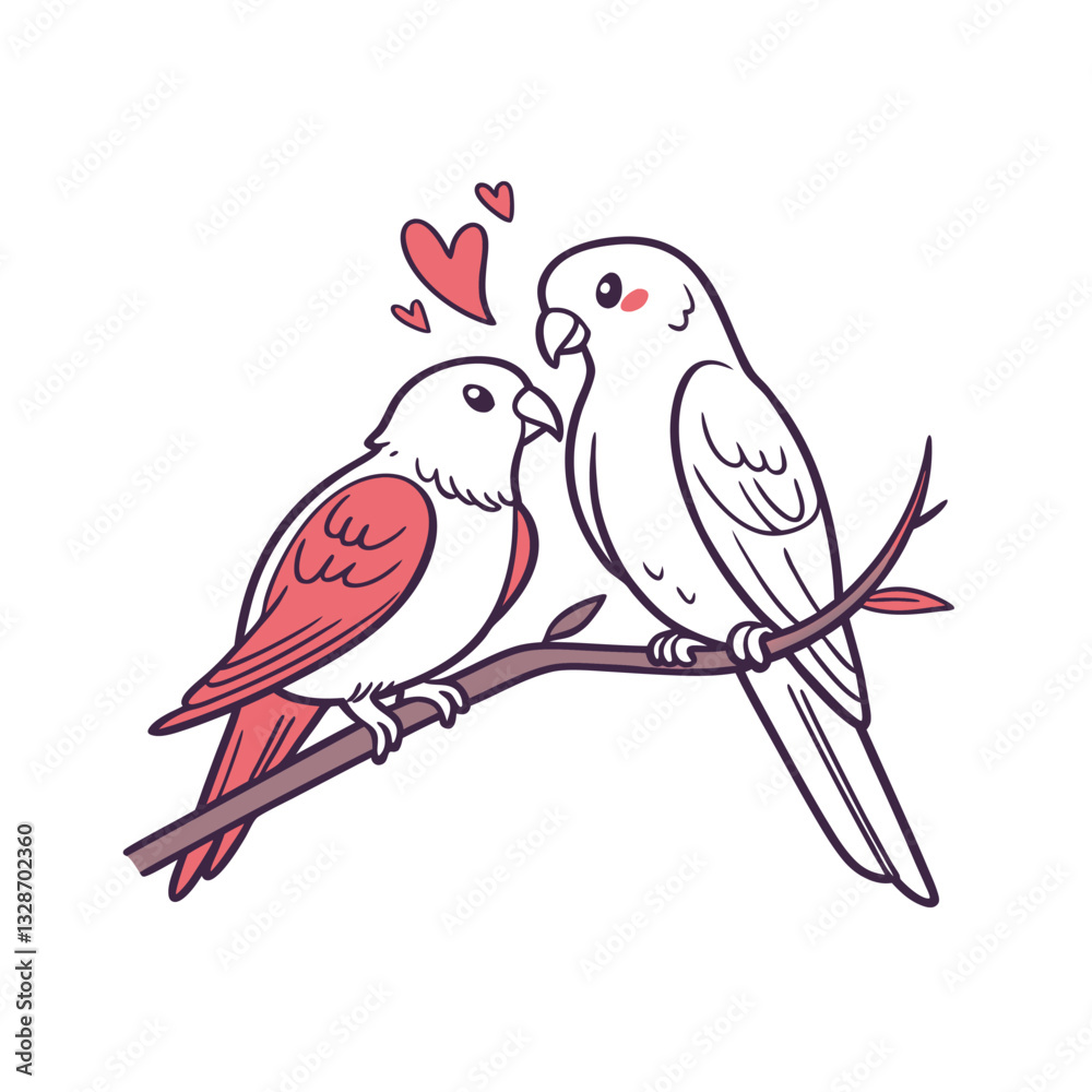 Fototapeta premium birds on branch - love and romance concept.